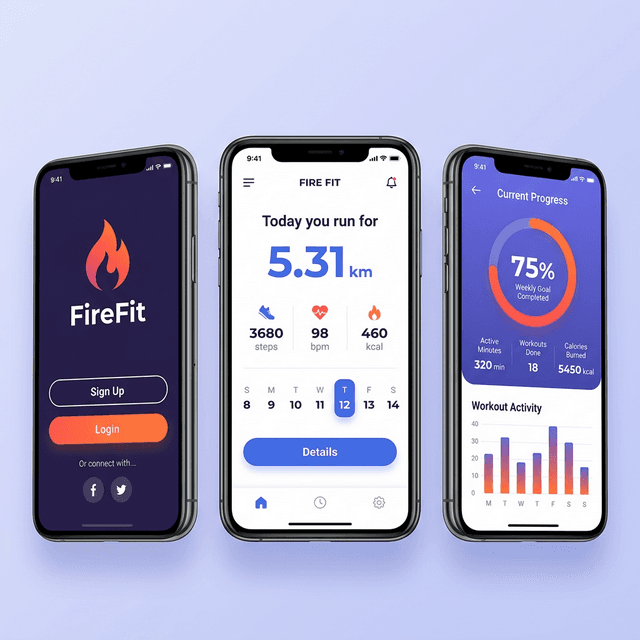 FireFit fitness app mockup