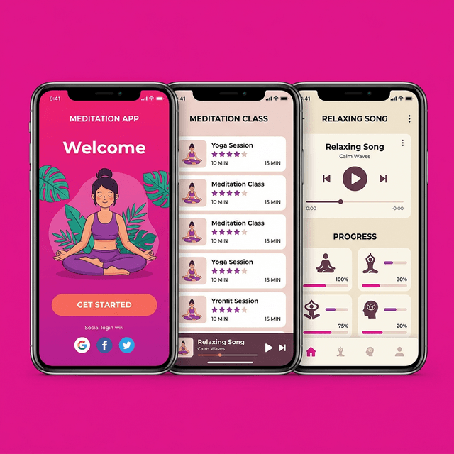 Meditation app mockup