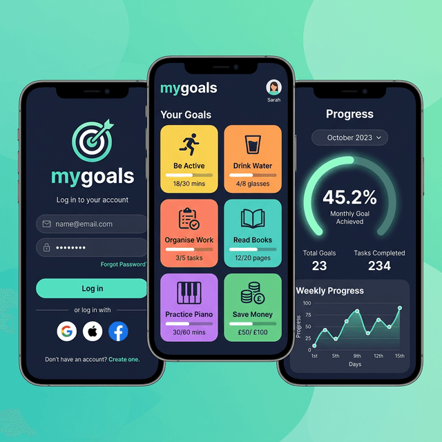 mygoals productivity app mockup
